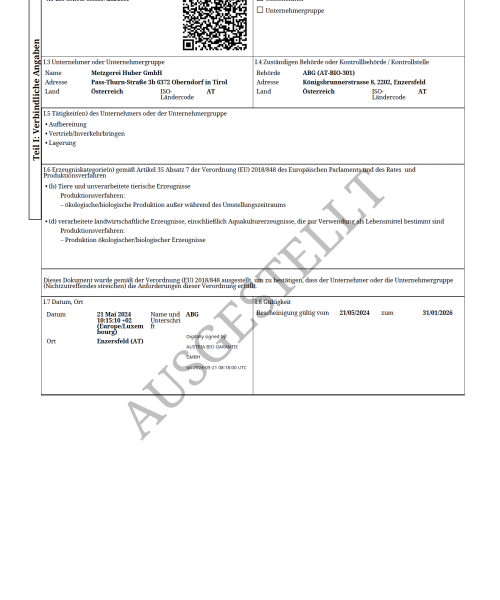BIO Zertifikat 2025
